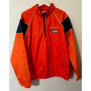 NFL Apparel Denver Broncos Pullover Jacket Windbreaker Orange Navy